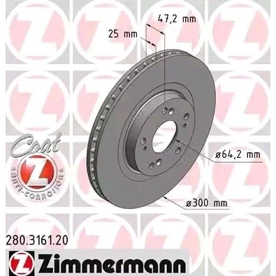Billede af Bremseskive ZIMMERMANN 280.3161.20