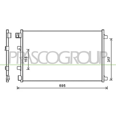 Billede af PRASCO DS710C001 Kondensator 15 Aluminium 600 R 134a NISSAN: Qashqai / Qashqai+2 I