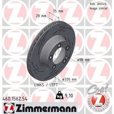 Billede af ZIMMERMANN 460.1562.54 Bremseskiver 330 28 10/5 5 130 indvendigt ventileret, opslidset coatet PORSCHE: 911 Coupe, Cabriolet