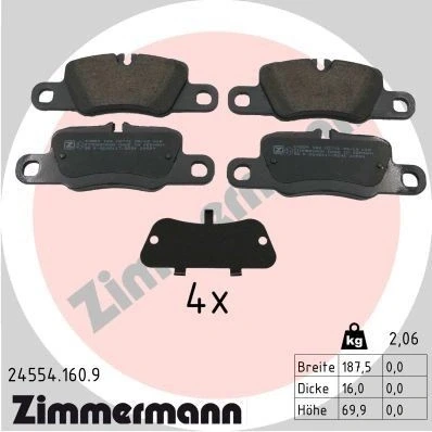 Billede af ZIMMERMANN 24554.160.9 Bremseklodser Forberedt til slidindikator Billede svarer leveringsomfang PORSCHE: Panamera, Panamera Sport Turismo