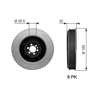 Billede af GATES TVD1042 Remskive Krumtapaksel 185 uden tilbehør FleetRunner Micro V Stretch Fit ALFA ROMEO: 159 Sportwagon