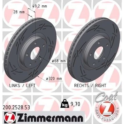 Billede af ZIMMERMANN 200.2528.53 Bremseskiver 320 28 6/5 5 114 indvendigt ventileret, opslidset coatet