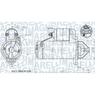 Billede af MAGNETI MARELLI 063721365010 Starter 12 1,7 8 HYUNDAI: i20 I Hatchback, Getz, i30 KIA: cee‘d II Sportswagon, Stationcar