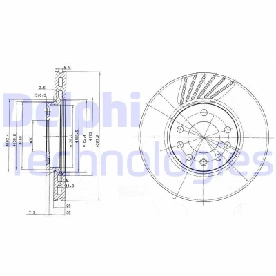 Billede af DELPHI BG3142 Bremseskiver 288 25 5 ventileret olieret ubehandlet uden hjullejer, ABS sensorring SAAB: 9 3 Sedan, Hatchback, Stationcar