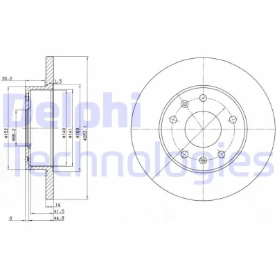 Billede af DELPHI BG3426 Bremseskiver 261 14 5 fuldstændigt olieret ubehandlet uden hjullejer, ABS sensorring LAND ROVER: Freelander I SUV