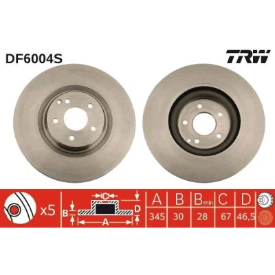 Billede af TRW DF6004S Bremseskiver 345 30 5 112 ventileret MERCEDES BENZ: C klasse Sedan, T modell, CLK Coupe