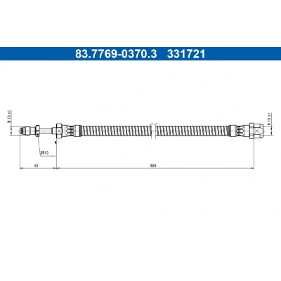 Billede af ATE 83.7769 0370.3 Bremseslange 369mm M10x1mm