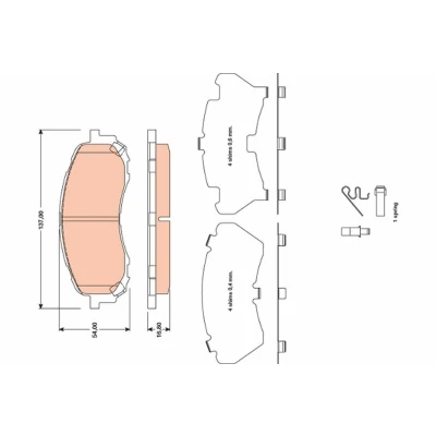 Billede af TRW GDB3469 Bremseklodser med akustisk advarsel for slid SUBARU: Impreza III Hatchback, II Stationcar, Sedan