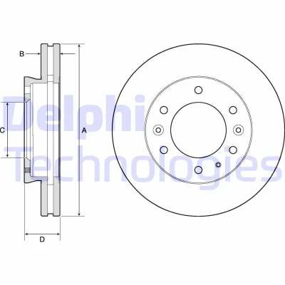 Billede af DELPHI BG9140C Bremseskiver 302 32 6 ventileret coatet ubehandlet uden hjullejer, ABS sensorring FORD: Ranger Mk3