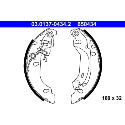 Billede af ATE 03.0137 0434.2 Bremsebakker 180 32 med arm FIAT: Panda II Hatchback