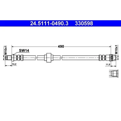 Billede af ATE 24.5111 0490.3 Bremseslange 490 M10x1 RENAULT: ESPACE 3