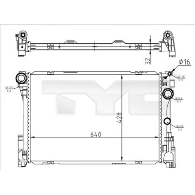 Billede af TYC 721 0015 Radiator 640 428 32 Loddet køleripper MERCEDES BENZ: E klasse Sedan, C T modell