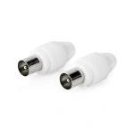 Billede af IEC (Coax) Stik Lige Han Nikkelplateret 75 Ohm Skru Kabeldiameter: 7.0 mm Metal / PVC Hvid 2 stk. Plastikpose