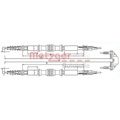Billede af METZGER 11.5858 Håndbremsekabel bag 1577/1403+1577/1403 Skivebremse COFLE OPEL: Astra G Caravan, CC