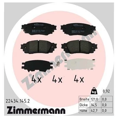 Billede af ZIMMERMANN 22434.145.2 Bremseklodser Ikke forberedt til slidindikator Billede svarer leveringsomfang TOYOTA: C HR, RAV4 V, LEXUS: UX