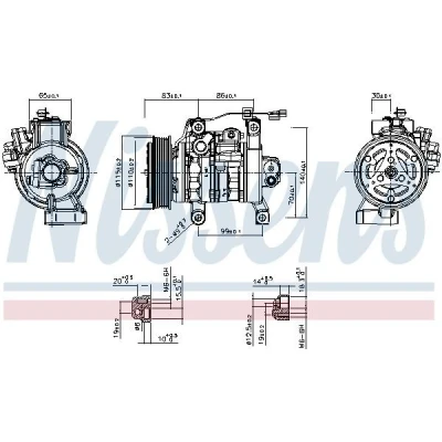 Billede af NISSENS 891130 Kompressor 10SRE11C 12V PAG 46 YF R1234yf med kompressorolie, magnetkobling, uden diode