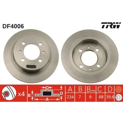 Billede af TRW DF4006 Bremseskiver 234 7 4 100 fuldstændigt lakeret NISSAN: ALMERA 1