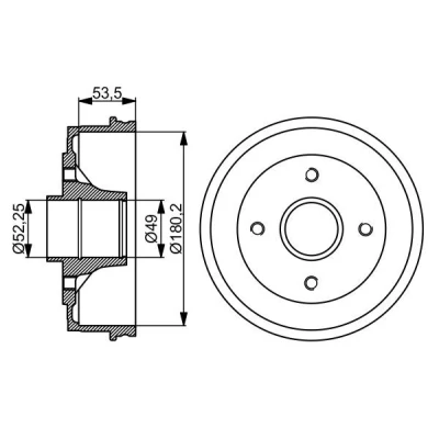Billede af BOSCH 0 986 477 061 Bremsetromler uden hjullejer 207,8 bagaksel RENAULT: CLIO 2, TWINGO 1