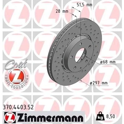 Billede af ZIMMERMANN 370.4403.52 Bremseskiver 297 28 6/5 5 114 udvendig ventileret, hullet coatet MAZDA: CX I, II