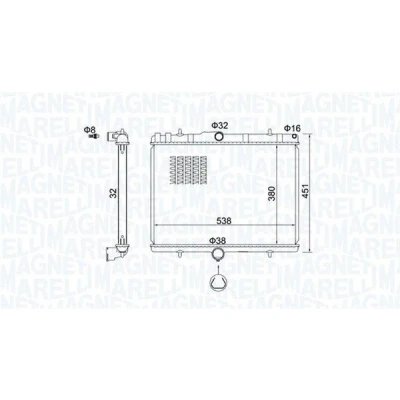 Billede af MAGNETI MARELLI 350213151800 Radiator 380 538 23 Mekanisk fuget køleripper CITROËN: C8, Jumpy II MPV