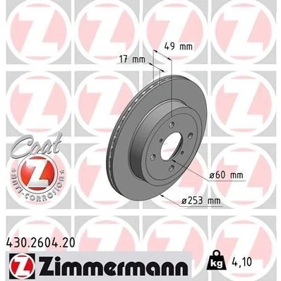 Billede af Bremseskive ZIMMERMANN 430.2604.20