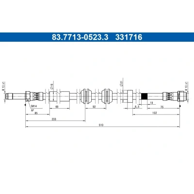 Billede af ATE 83.7713 0523.3 Bremseslange 510mm M10x1mm