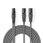 Billede af Balanceret Audio kabel 2x XLR 3 Pin Hanstik Hunstik Nikkelplateret 1.50 m Runde PVC Mørkegrå Kartonhylster