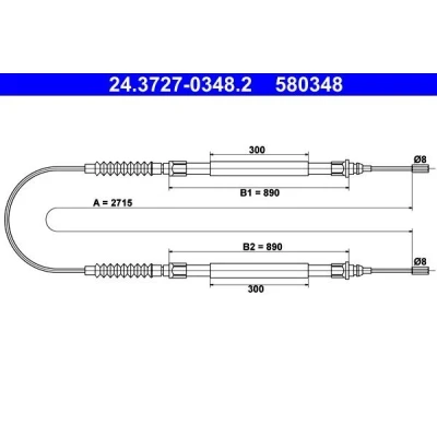 Billede af ATE 24.3727 0348.2 Håndbremsekabel 2715 PEUGEOT: Boxer Ladvogn/Chassis