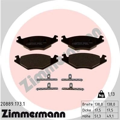 Billede af ZIMMERMANN 20889.173.1 Bremseklodser Billede svarer til leveringsomfang VOLKSWAGEN: GOLF 2, Polo II Hatchback, Jetta 2