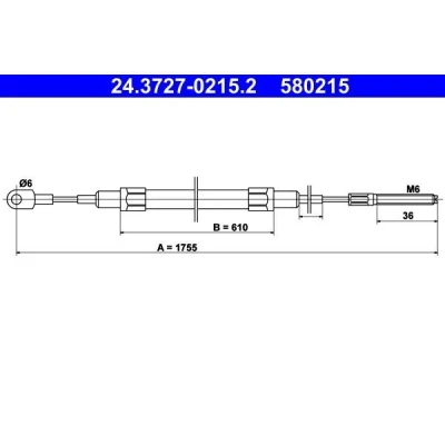 Billede af ATE 24.3727 0215.2 Håndbremsekabel 1755 BMW: 5 Sedan