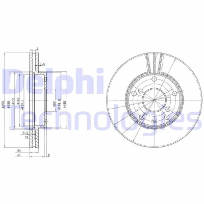 Billede af DELPHI BG3531 Bremseskiver 256 24 5 ventileret olieret ubehandlet uden hjullejer, ABS sensorring
