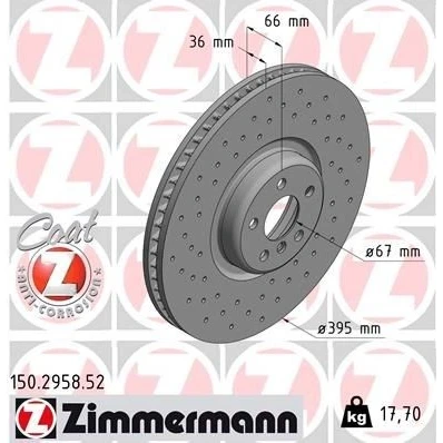Billede af ZIMMERMANN 150.2958.52 Bremseskiver 395 36 6/5 5 112 indvendigt ventileret, hullet coatet højkarboniseret BMW: Sedan, Touring, X5