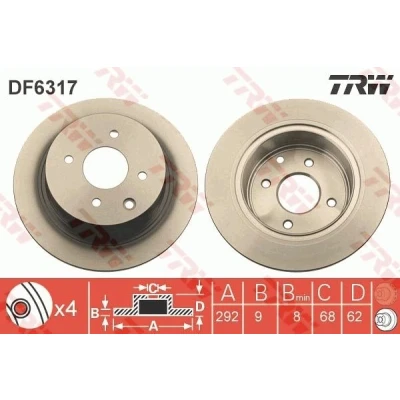 Billede af TRW DF6317 Bremseskiver 292 9 4 114,3 fuldstændigt lakeret