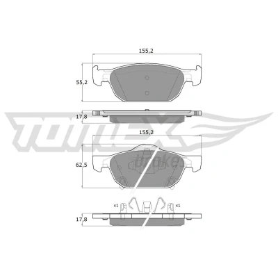 Billede af TOMEX brakes TX 17 51 Bremseklodser foraksel med akustisk advarsel for slid HONDA: ACCORD 8, 8 Kombi