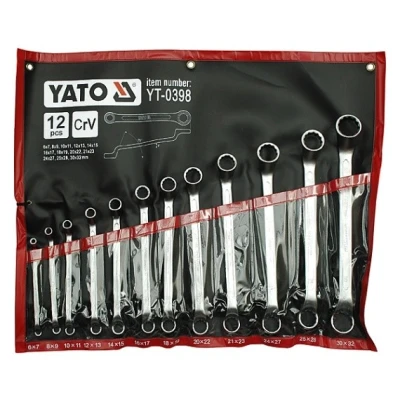 Billede af YATO YT 0398 Dobbelt ringnøglesæt 6x7, 8x9, 10x11, 12x13, 14x15, 16x17, 18x19, 20x22, 21x23, 24x27, 25x28, 30x32 mm 12 Krom vanadium stål