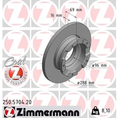 Billede af ZIMMERMANN 250.5704.20 Bremseskiver 288 16 5/5 5 160 fuldstændigt coatet med ABS sensorring, uden hjulnav, hjulbolte