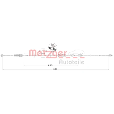 Billede af METZGER 1.PE003 Håndbremsekabel bagved til venstre 2004/1076 Skivebremse PEUGEOT: 308 SW 2