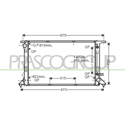 Billede af PRASCO AD024R009 Radiator Aluminium 720mm 466mm 31mm med lynkobling Loddet køleripper AUDI: A4 B8 Sedan, A6 C7 Avant