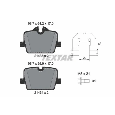 Billede af TEXTAR 2143301 Bremseklodser Forberedt til slidindikator med bremsecaliperskruer tilbehør BMW: 3 Sedan, Touring, 2 Coupe
