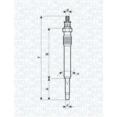 Billede af MAGNETI MARELLI 062900001304 Gløderør 11V 10A M10X1 FIAT: Ducato II Van, PEUGEOT: 206 Hatchback, 307 SW, Stationcar, CITROËN: C4 I Hatchback