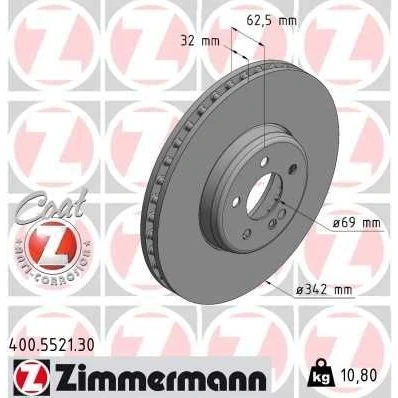 Billede af ZIMMERMANN 400.5521.30 Bremseskiver 342 32 6/5 5 112 indvendigt ventileret, todelt bremseskive coatet højkarboniseret MERCEDES BENZ: E klasse Sedan