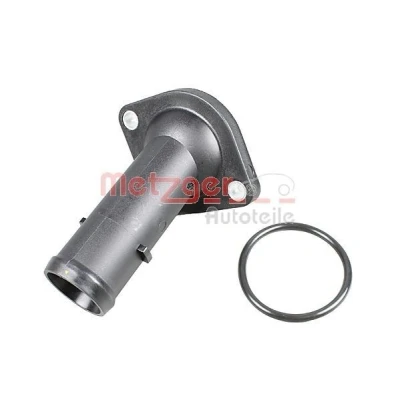 Billede af METZGER 4010273 Kølemiddelflange plastik Motorblok, langs, Termostat AUDI: TT Coupe, A3 Hatchback, Sportback, VOLKSWAGEN: Passat B6 Variant
