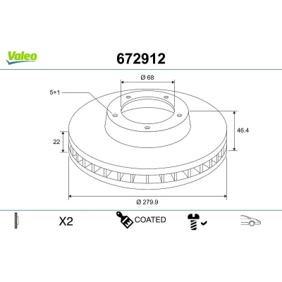 Billede af VALEO Bremseskive AUDI: A4 B7 Avant, B6 B5 Sedan, VOLKSWAGEN: Passat Variant, SEAT: Exeo ST 672912 8E0615301B