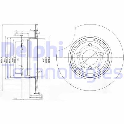 Billede af DELPHI BG3629 Bremseskiver 324 12 5 fuldstændigt olieret ubehandlet uden hjullejer, ABS sensorring BMW: X5