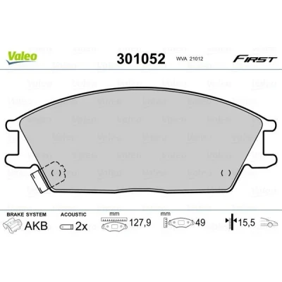 Billede af VALEO 301052 Bremseklodser FIRST foraksel Inkl. slidadvarselskontakt uden anti knirke plade HYUNDAI: Getz, ACCENT 2