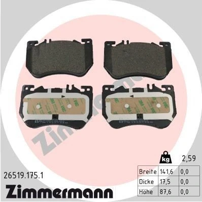 Billede af ZIMMERMANN 26519.175.1 Bremseklodser Forberedt til slidindikator Billede svarer leveringsomfang