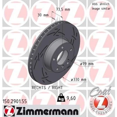 Billede af ZIMMERMANN 150.2901.55 Bremseskiver 330 24 6/5 5 120 indvendigt ventileret, opslidset coatet højkarboniseret BMW: 3 Touring, 4 Gran Coupe, Sedan