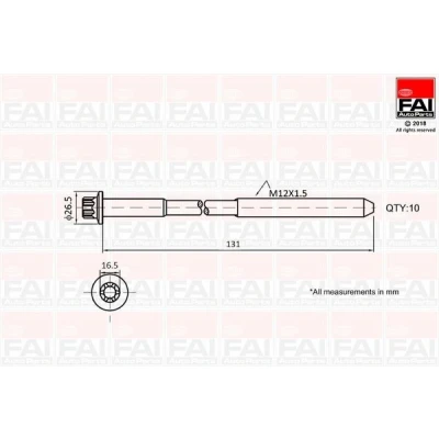 Billede af FAI AutoParts B896 Strækbolte ydre torx 10 RENAULT: MEGANE 3, LAGUNA 3 Grandtour, GRAND SCENIC NISSAN: Qashqai / Qashqai+2 I, OPEL: Vivaro A Van