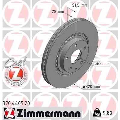 Billede af ZIMMERMANN 370.4405.20 Bremseskiver 320 28 6/5 5 114 udvendig ventileret coatet højkarboniseret MAZDA: 6 Stationcar, CX II, Sedan