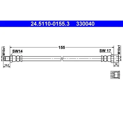 Billede af ATE 24.5110 0155.3 Bremseslange 155 M10x1 TRABANT: P 601 Tramp
